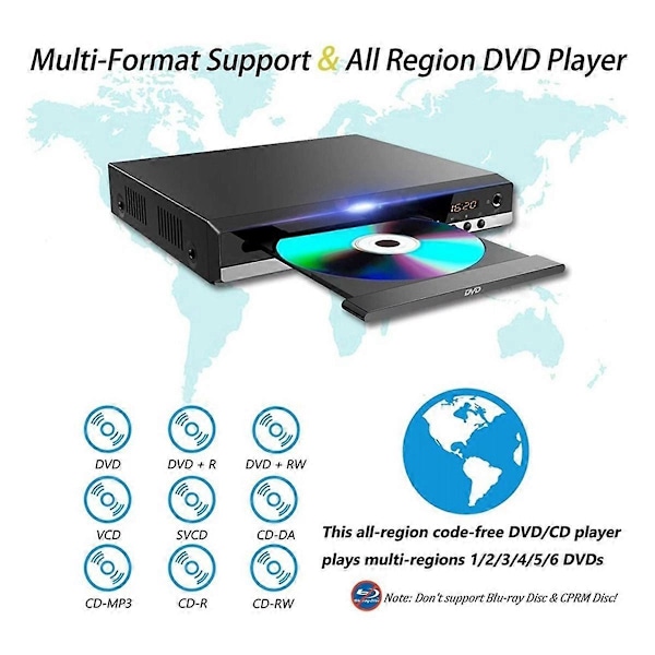DVD-afspiller 1080P Hjemme DVD-afspillerboks til TV DVD229 HD DVD-afspiller CD-diskafspiller AV-udgang MIC-port