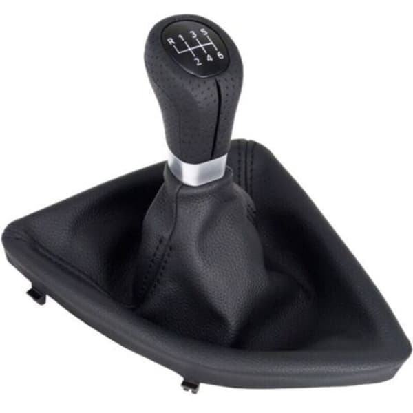 A277-1 Perforeret læder gearknop, sort, 6 gear, kompatibel med BMW 1-serie E81 E82 E87 E88, erstatningsknop, Plug and Play