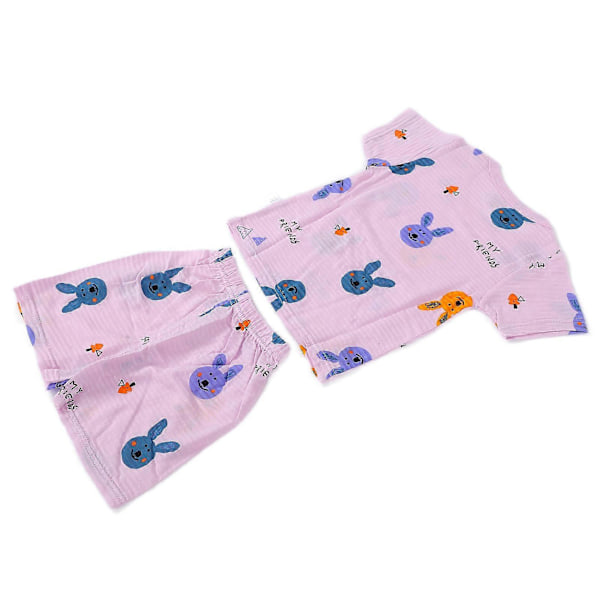 Kanin Sommer Pyjamas Dragt til Baby - 2 Dele Kortærmet Skjorte og Shorts Outfit, Åndbar Tøj 140cm