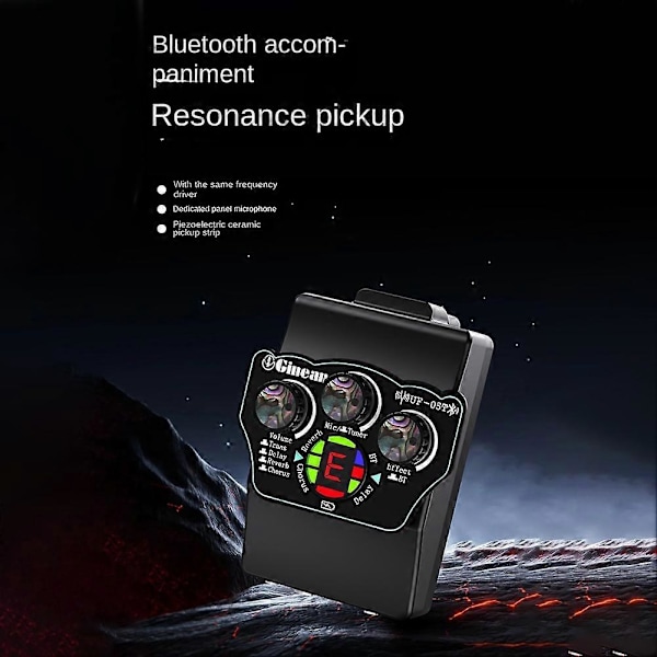 UF-05T Guitar Resonance Pickup Indbygget Reverb Chorus Delay Effekt med Mikrofon Support Bluetooth Tuner Funktion