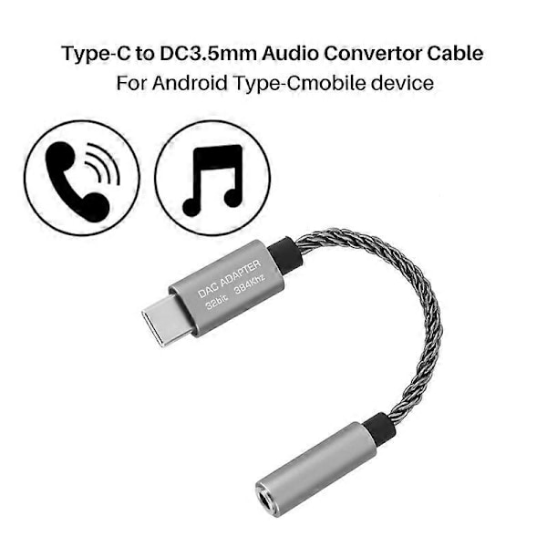 ALC5686 USB Type-C til 3,5 mm DAC Digital Dekoder Lydadapter, Grå