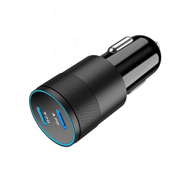 Biloplader - Dobbelt PD 40W - 2 x USB-C - 1m USB-C kabel - 12–24V (iPhone/iPad/Samsung)