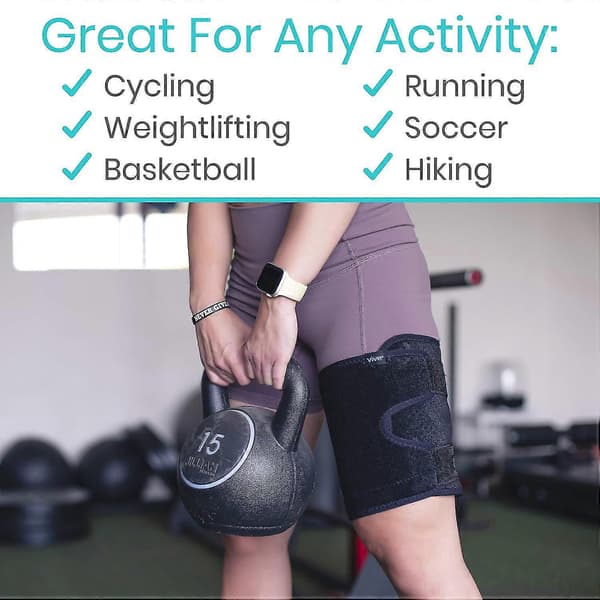 Lårstöd - Hamstring Quad Wrap - Justerbart kompressionsärmstöd för sträckt ljumske, stukningar, quadriceps, tendinit, träning, ischias