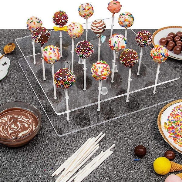 Akryl Kage Display Stand, 16 Huller Klar Firkantet Lollipop Holder Til Bryllupper Baby Showers Fødselsdag
