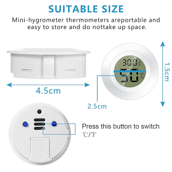 3 stk Indendørs Hygrometer Termometer med Celsius C LCD Display til Luftfugtere