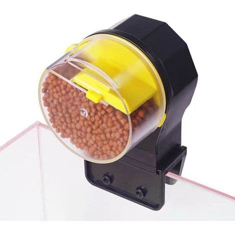 Fiskefoderdispenser - Automatisk fiskefoderautomat til akvarium med automatisk fodringstimer og fugtbestandig foderautomat (gul)