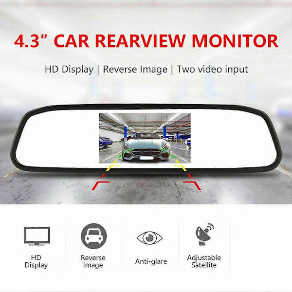 4,3-tums bil DVR Dash-kamera backspegelmonitor stöder 2-vägs videoinspelare Dash Cam LCD-skärm