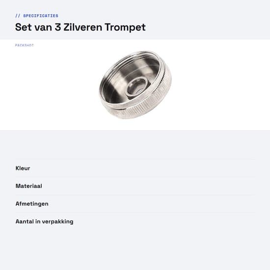 Ventilhette - 3 deler - Trompetventilhette - Metall - Sølv - Forbedret presisjon - Trompetknapper