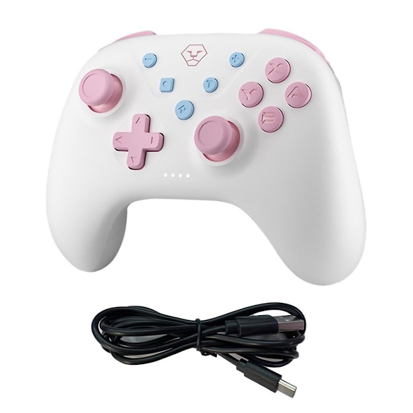 for Switch Bluetooth Gamepad 3-Mode Somatosensorisk Vibrasjon Candy Farget Håndtak Hvit