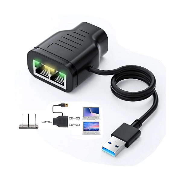 2-i-1 Adapter Netværk Hundred Megabit Netværksdeling RJ45 Multifunktionel En-To Netværks Splitter