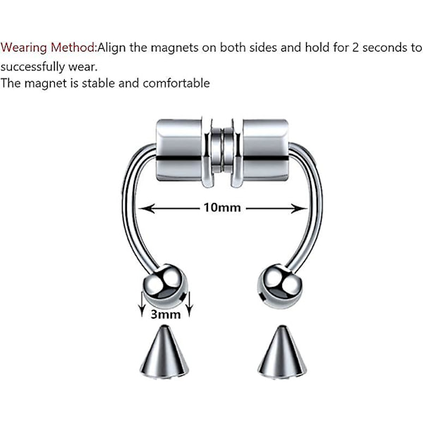 Magneettinen Septum Nenärengas Hevosenkenkä Ruostumaton Teräs Faux Keinotekoiset Nenä Septum Renkaat Ei-lävistetty Klipsi Nenävanne Renkaat hopea