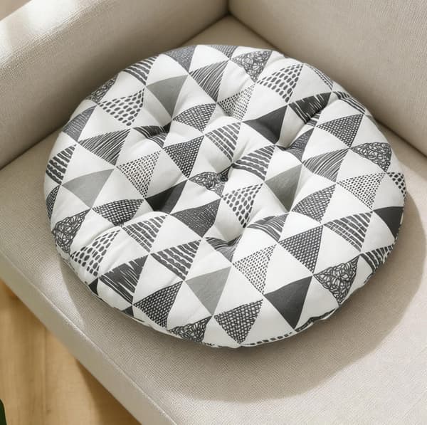 Sett med 4 runde stolputer, tykke runde stolputer, puter, bordputer, 40x40cm