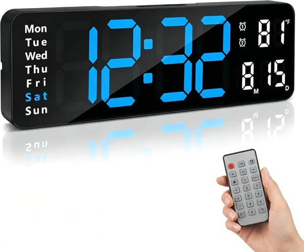 13-inch Large LED Digital Wall Clock with Remote Control - Design ...