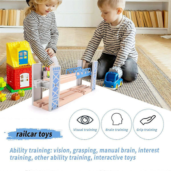 Träjärnvägsspår Leksaksset Trä Dubbeldäckarbro Trätillbehör Viadukt Modell Ki