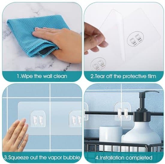 Self-adhesive waterproof wall hooks for bathroom and kitchen - 8-piece set