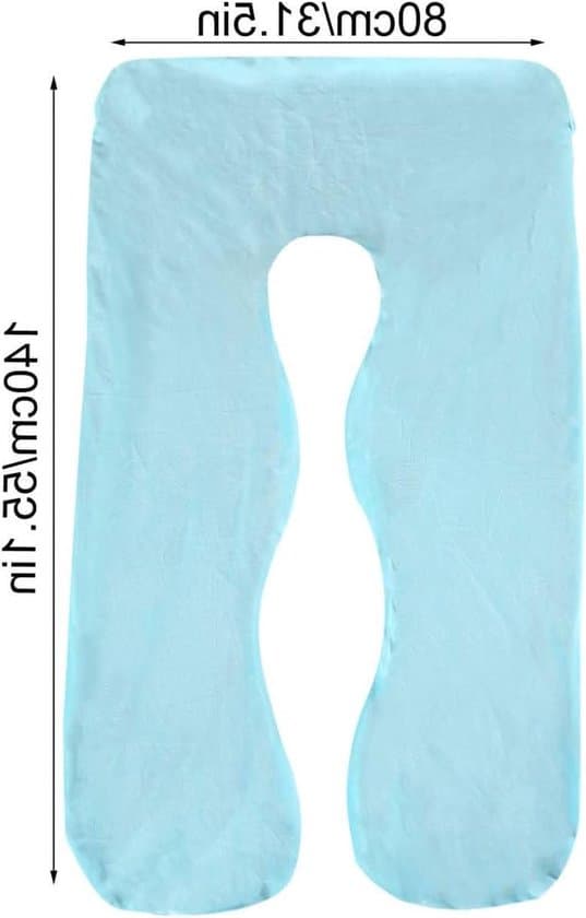 U-formet graviditetspute, 140 x 80 cm, utskiftbart putetrekk, vaskbart, komfortabel og støttende graviditetspute.
