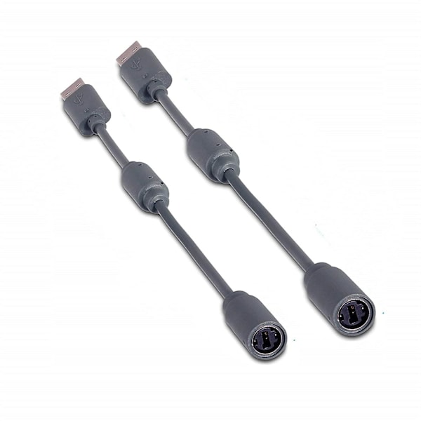 2-pak Udskiftnings Dongle USB Breakaway Kabel til Xbox 360 Kablede Controllere - Mørkegrå