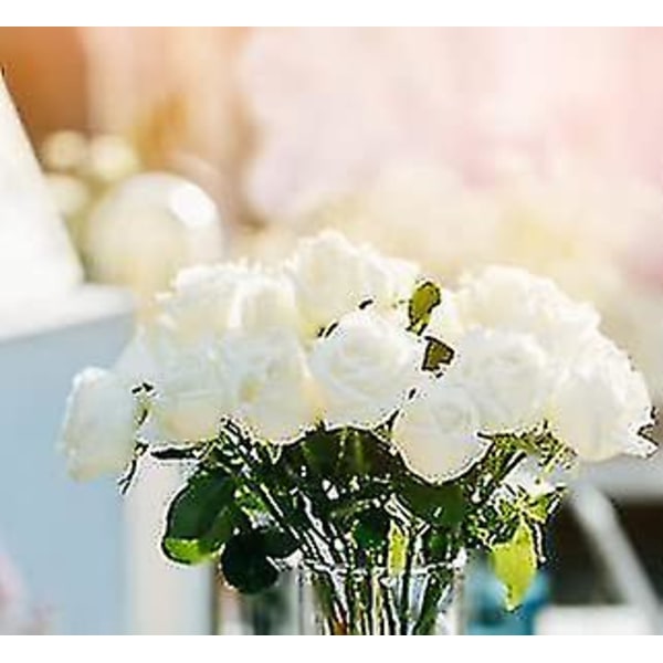 Kunstige Roser Blomster 20stk Levende Simulering Roser, Elegant Hvid Kunstige Blomster