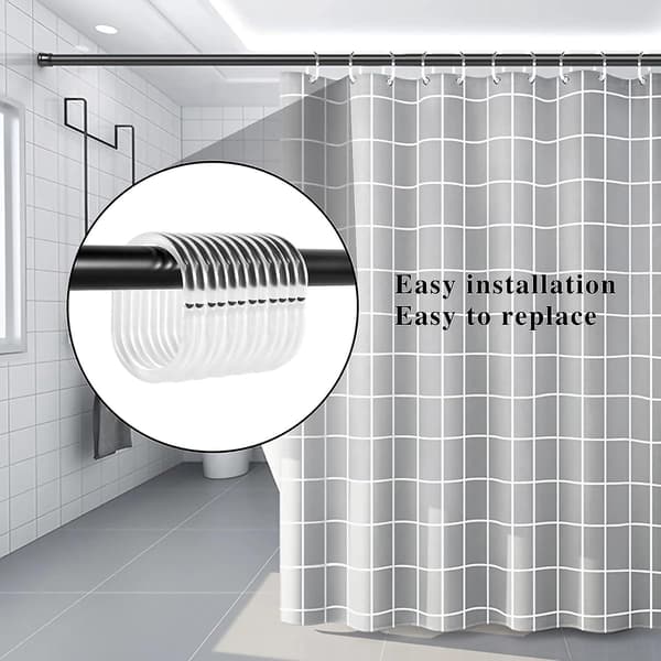 24-pack duschdraperiringar, C-formade duschdraperiringar i plast, duschdraperiringar, transparenta duschdraperiringar för duschfönsterstång