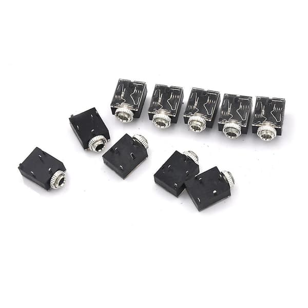 10 st 3,5 mm hörlurar Stereo Audio Socket Jack Med Mutter 5 Pin Pcb Hfmqv