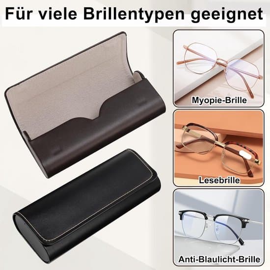 2 Hard PU Leather Glasses Cases - Protective Storage Cases for Glasses