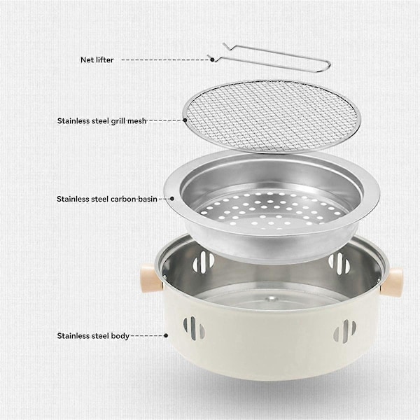 Utomhus Camping Grill BBQ Spis Multifunktionell Hem Kolgrill med Grill Rund Icke-klibbig Grillspis