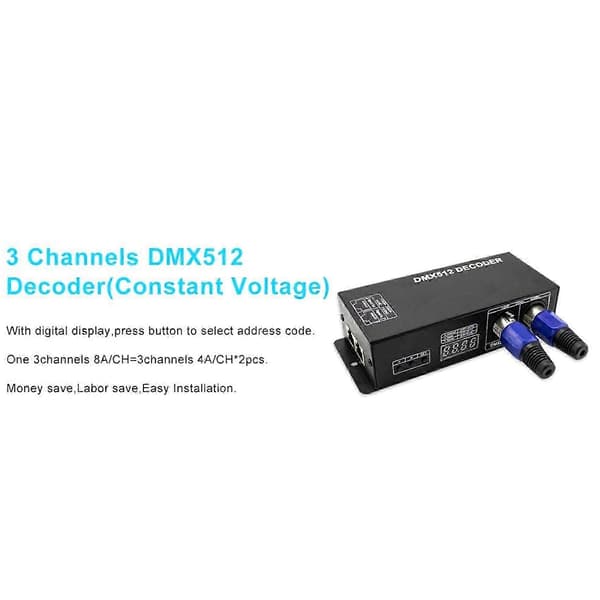 Høyeffekt LED Kontroller LED 512 Dekoder Dimmer Driver DC12v-24v For LED RGB Stripe Eller Lys (3 Kanaler)