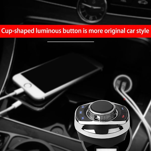 100% Helt Ny Universal Trådlös Bilrattstyrning Fjärrkontrollknapp Stöd Bluetooth med LED-lampa 8-knappsfunktioner för Android Navigation