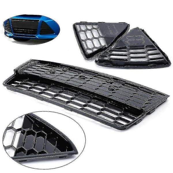3 stk. bil honeycomb frontkofanger nedre grillgitre til Focus 2012 2013 2014