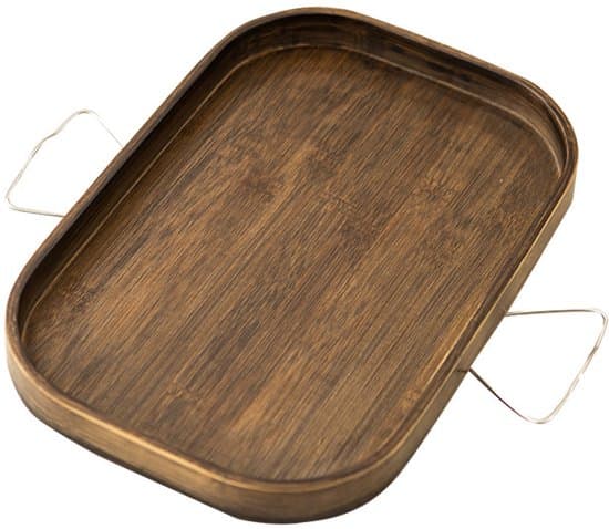 Bamboo Sofa Armrest Tray, Non-slip Clip-on Tray, for Drinks/Remote Control, 33x22x3cm, Brown