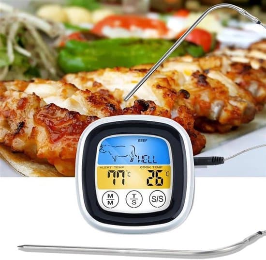 Digitalt grilltermometer - BBQ temperaturmåler - Grilling og matlaging - Rask responstid - Hvit