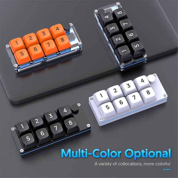 8 Taster Makro Programmerbart Fuldt Hot Swappable Mekanisk Switch 4 Farve RGB Lys Gaming Tastatur Nu