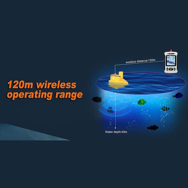 Lucky Trådløs Fjernkontroll Sonar Sensor Fiskefinner Transduser 45M Vanndybde