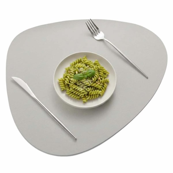 4-Pack Faux Leather Placemat Rounded Light Grey 43x36cm