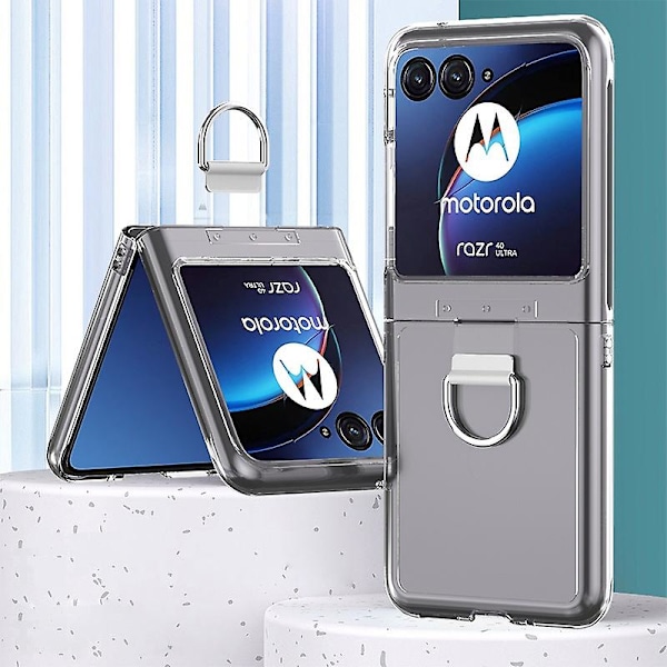 Hårdt PC-fodral med metallringhållare för Motorola Razr 40 Ultra 5G - Skin-touch