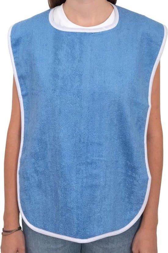 Two-pack premium adult bibs, unisex, suitable for the elderly and disabled, adjustable, terry bibs, machine washable - blue.