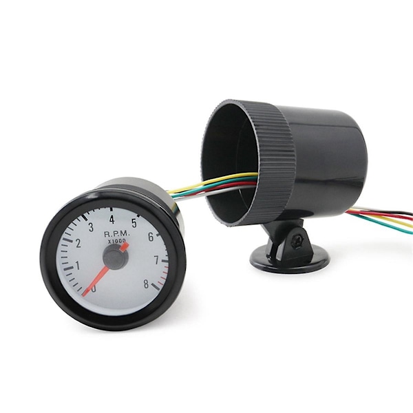 Bilvarvräknare 2 tum 52 mm Blått Ljus Svart Cirkel 0-8000rpm För 1-8 Cylindrar LED-Ljus