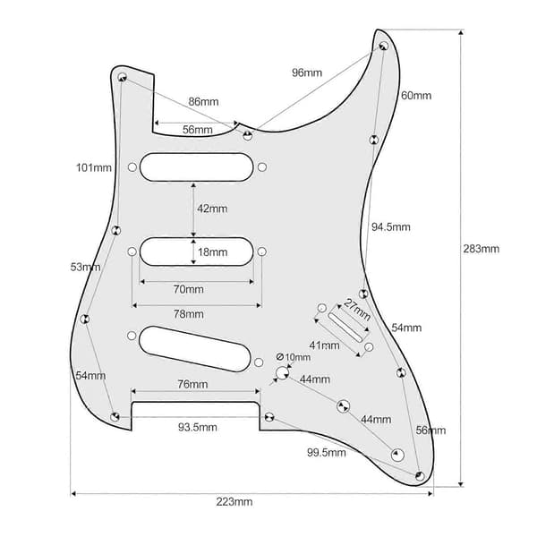 Elektrisk gitarr plektrumskydd 3 lager 11 hål PVC plektrumskydd repplatta för ST gitarr