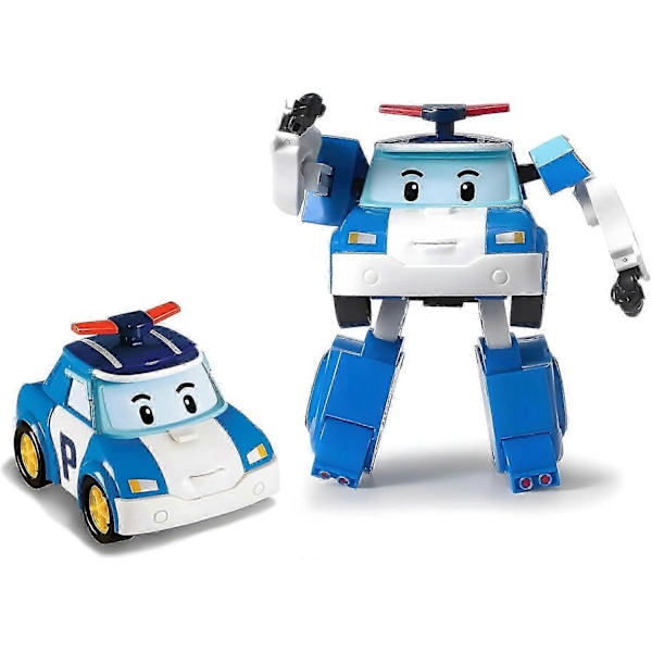 SBSG Robocar Poli Transformerende Robot, 10 cm Transformerbar Action Legetøjsfigur Køretøjer, Politi Nødsituation