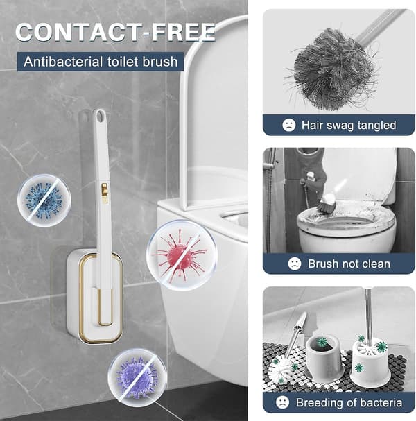 Toalettborste Kit med 24 påfyllningar, Engångs toalettborste kit med väggmontering och aromaterapi