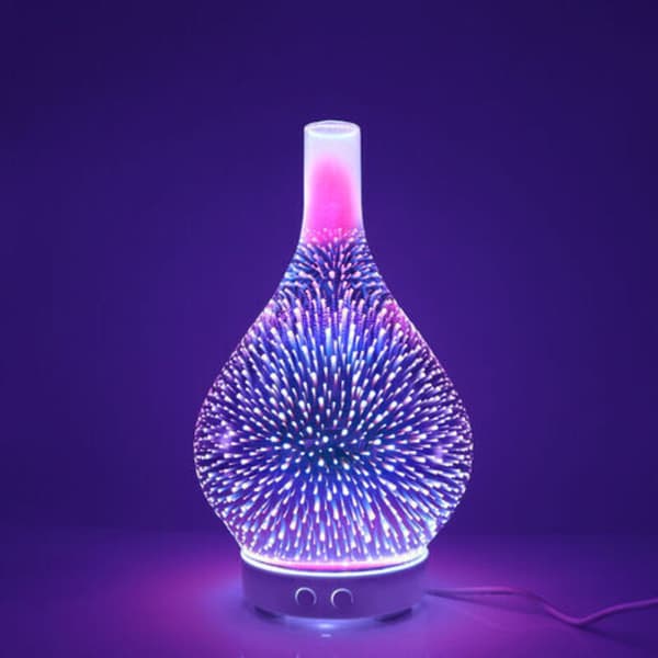 Elektrisk luftdiffuser luftfugter til æteriske olier Ultralyd aroma diffuser 120 ML Automatisk slukning til hjemmekontor spa (3D-glas)