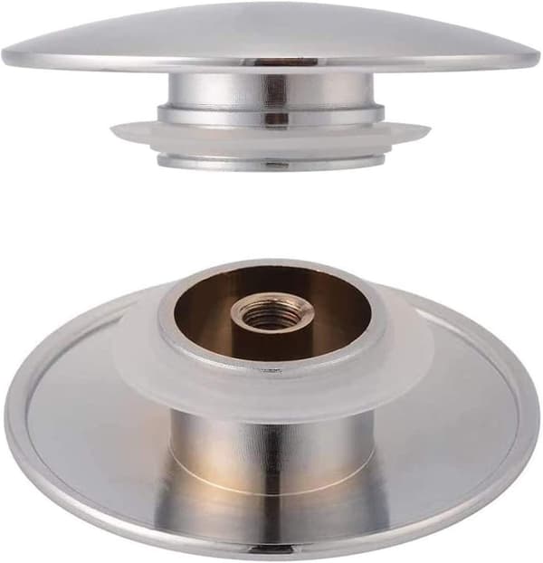 Messing Avløpsplugg, Vask Avløpsplugg, Baderomsvask Propper, 66mm Avløpsplugg, Polert Messing Krom (sølv)