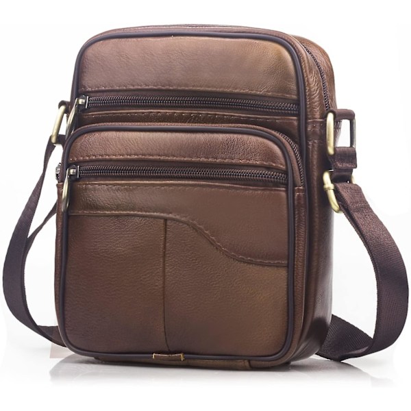 Menn's Crossbody Bag Ekte Lær Liten Crossbody Bag Menn Skulder Bag Vintage Business Bags Crossbody Ryggsekker Multifunksjonelle Lommer Reise Hånd