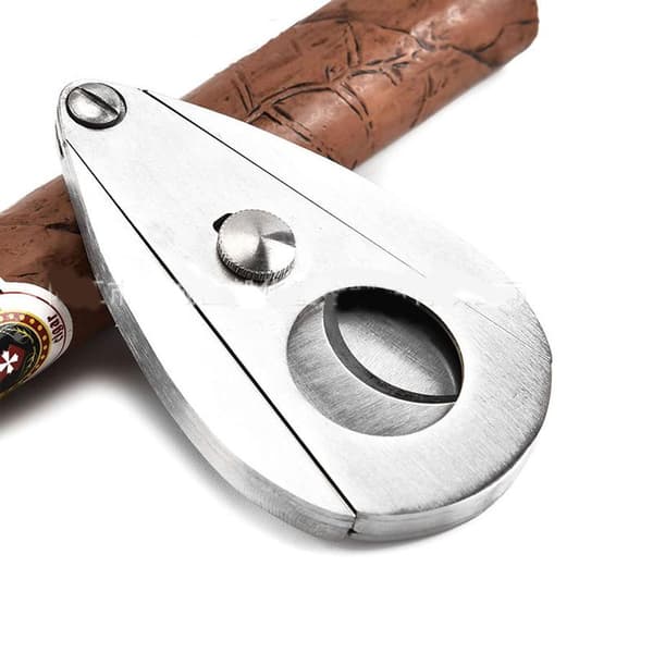 Dråbeformet cigarklipper i rustfrit stål, ultraskarp dobbeltbladet guillotineklipper, velegnet til de fleste cigarestørrelser