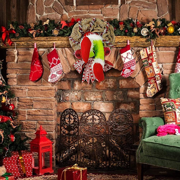 Grinch Julekrans, Julepynt Julekrans, Kranser Hjemmedekor Tilbehør, Julepynt