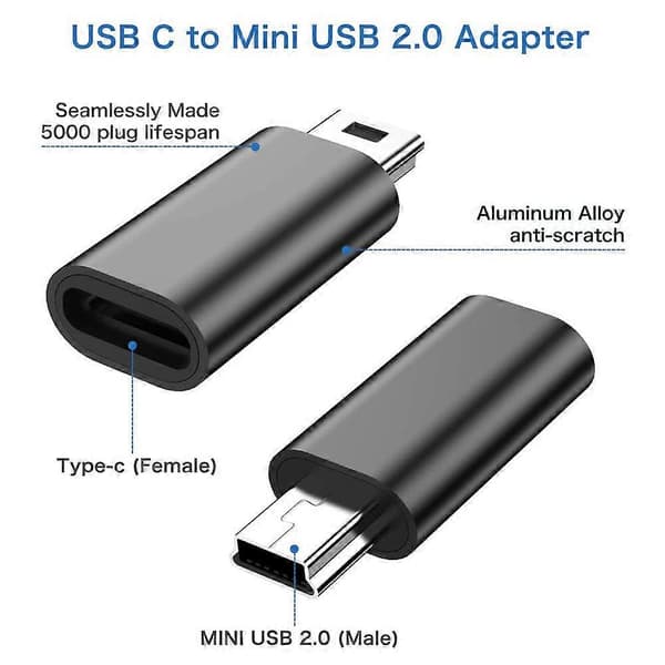 4 stk. USB C til Mini USB 2.0 Adapter Type C Hun til Mini USB Han Konverter Adapter til MP3-afspillere D 2024THO