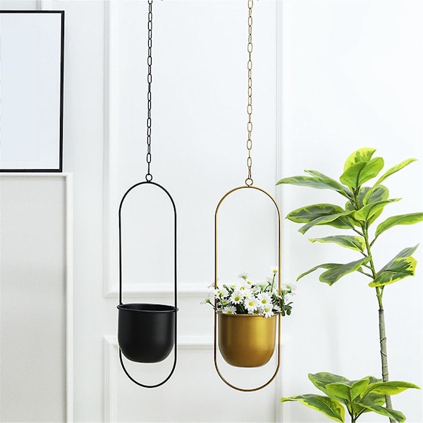 Hängande Planterkruka Korgar Minimalistisk Växtkruka Behållare Metall Hängande Blomkrukor för Inomhus Utomhus