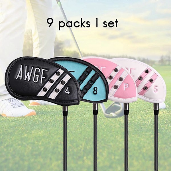 9 stk./sett Golfkøllehodebeskytter 4-9 P S A Kølledeksel Nummerert Etui Sport Golftreningsutstyr Rosa