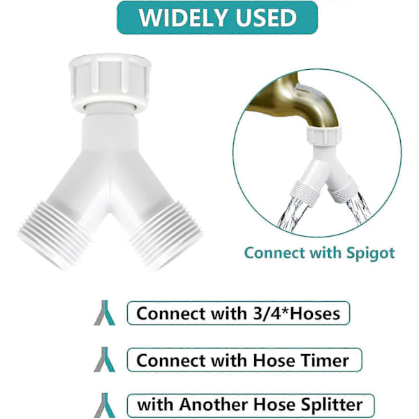 Vaskemaskine Y-stykke, Plastik 3/4 Slangekobling, Apparat Indløb Bsp Slange Y-stykke Splitter Kobling, Til Vaskemaskine Opvaskemaskine 2 stk
