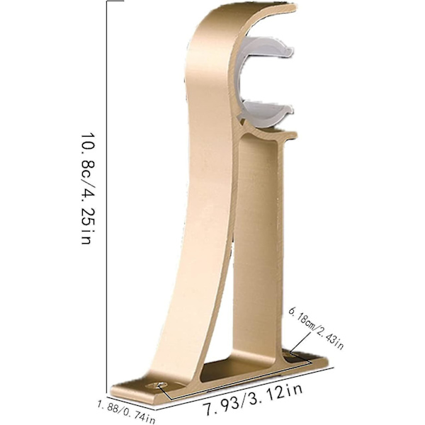 Gardinstangsbraketter i aluminiumlegering, enkelt hull, takmontering, for gardinstenger til dusjer, gardinstenger over dører (4 stk)